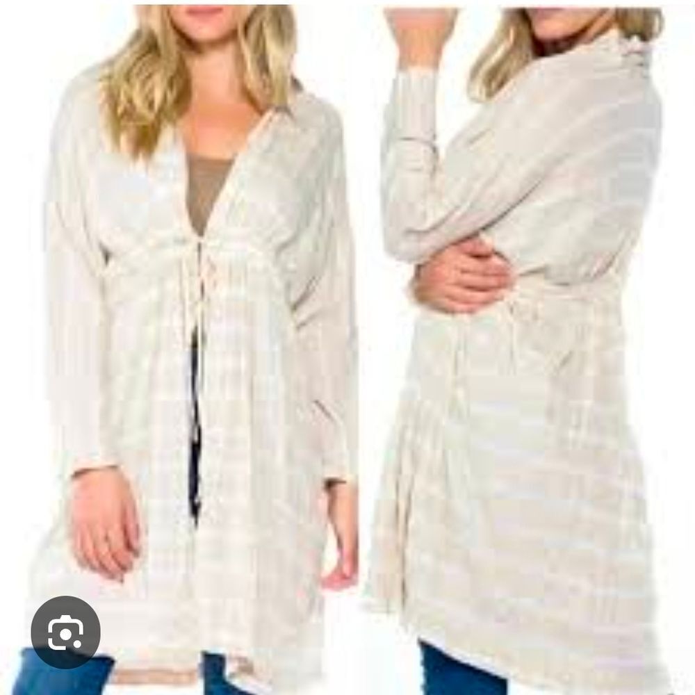 Chic Beige Striped Women's Robe - Picture 10 of 10